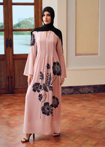 Розовое вечернее, кэжуал платье с юбкой-солнце SHEIN с цветочным принтом