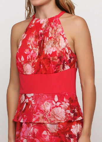 Красное кэжуал платье с баской Karen Millen с цветочным принтом