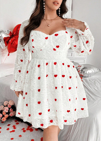 Білий святковий, кежуал сукня кльош SHEIN сердечка