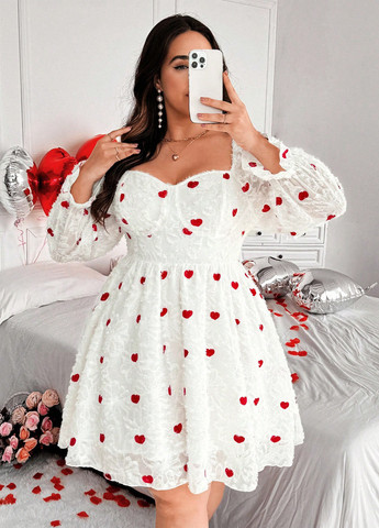 Білий святковий, кежуал сукня кльош SHEIN сердечка