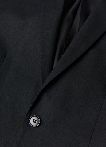 Піджак H&M однобортний однотонний чорний кежуал льон