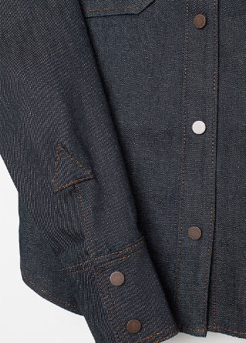 Темно-синяя джинсовая рубашка однотонная H&M Studio
