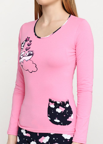 Розовая всесезон пижама (лонгслив, брюки) Nicoletta