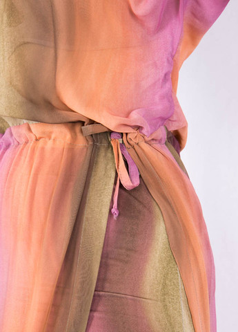 Комбинированное кэжуал платье на одно плечо, на запах Time of Style градиентное ("омбре")
