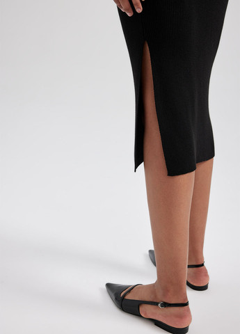 Черная кэжуал однотонная юбка DeFacto карандаш