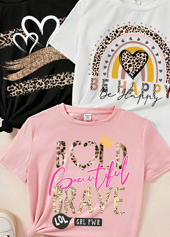 Комбинированная летняя футболка (3 шт.) SHEIN