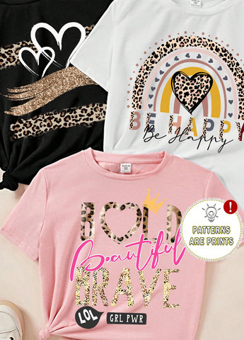 Комбинированная летняя футболка (3 шт.) SHEIN