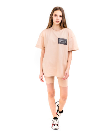 Футболка Comfort жіноча Oversize з принтом Я дівчинка бежева Intruder - (233042608)
