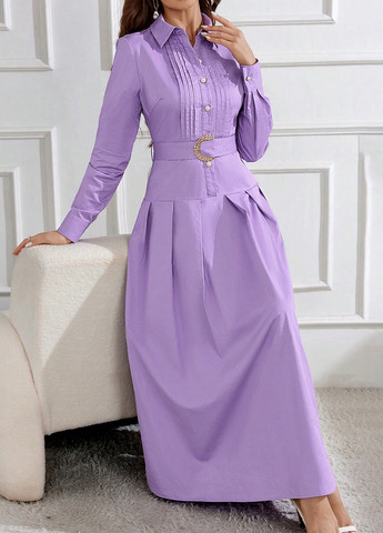 Фиолетовое кэжуал платье SHEIN однотонное