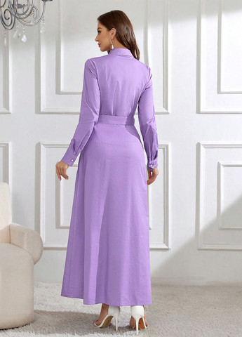 Фиолетовое кэжуал платье SHEIN однотонное