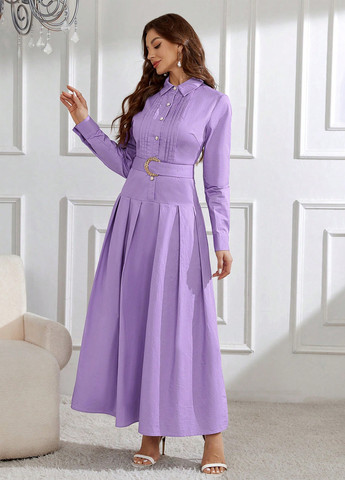 Фиолетовое кэжуал платье SHEIN однотонное