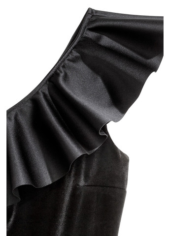 Чорна коктейльна сукня на одне плече, футляр H&M однотонна