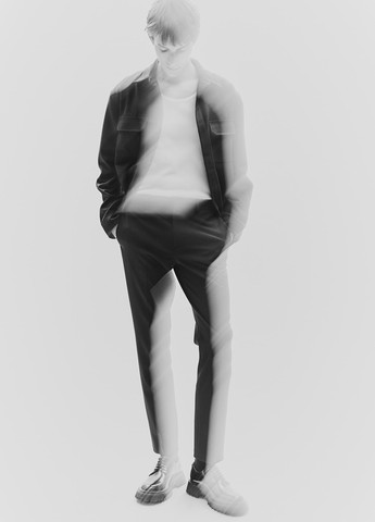 Темно-синие классические, кэжуал демисезонные классические брюки H&M