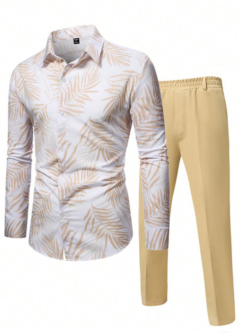 Пісочний демісезонний костюм (сорочка, штани) з сорочкою, брючний SHEIN