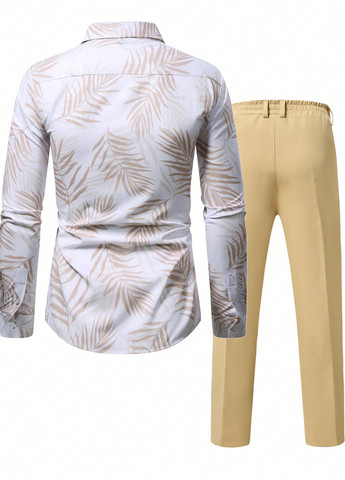 Пісочний демісезонний костюм (сорочка, штани) з сорочкою, брючний SHEIN