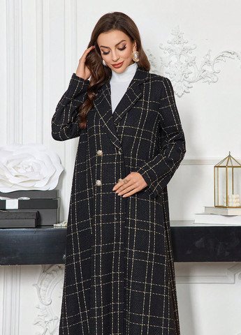 Черное демисезонное Пальто однобортное SHEIN