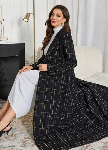 Черное демисезонное Пальто однобортное SHEIN