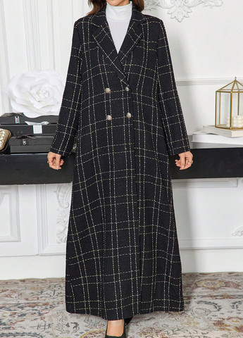 Черное демисезонное Пальто однобортное SHEIN