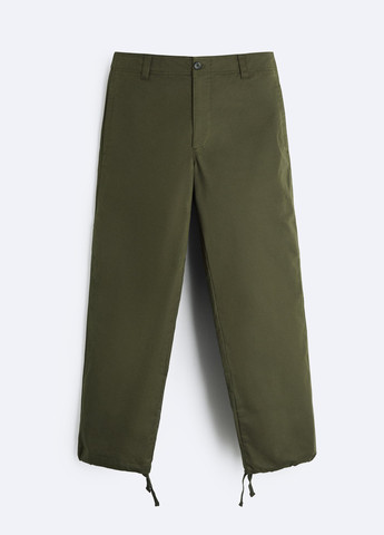 Хаки кэжуал демисезонные прямые брюки Zara