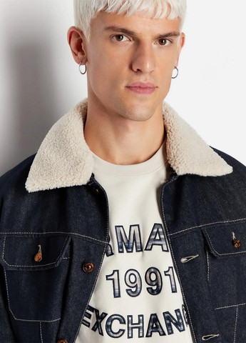 Молочный свитшот Armani Exchange однотонный вышивка (365686644)