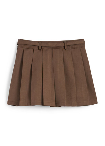 Коричневая кэжуал однотонная юбка C&A плиссе