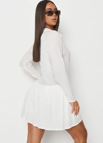Белое кэжуал платье клеш, рубашка Missguided однотонное