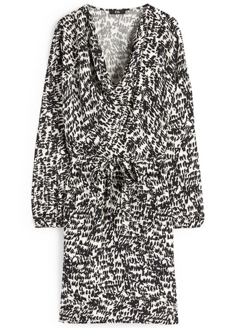 Черно-белое деловое, кэжуал платье клеш C&A с абстрактным узором