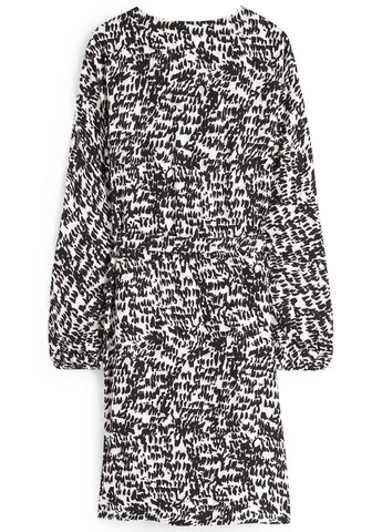 Черно-белое деловое, кэжуал платье клеш C&A с абстрактным узором