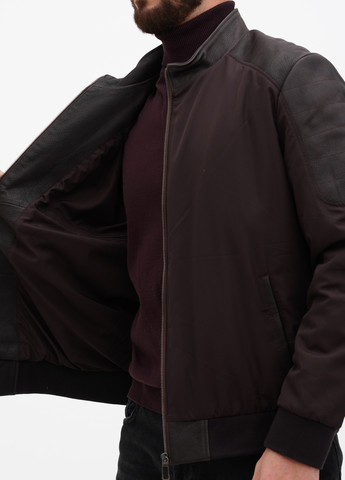 Темно-коричневая демисезонная куртка кожаная Rossini
