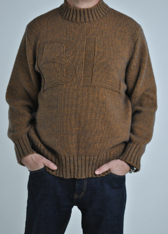Горчичный зимний свитер с буквами Berta Lucci