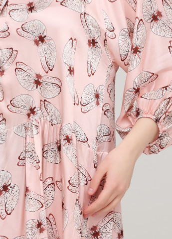 Розовое кэжуал платье оверсайз, рубашка Made in Italy бабочки