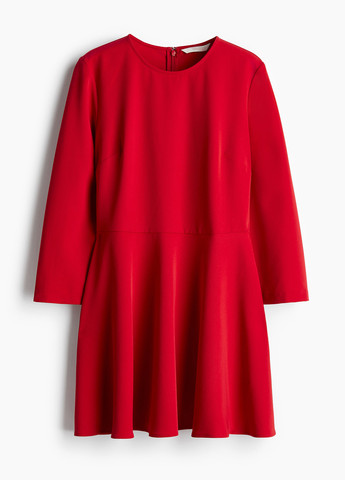 Красное кэжуал платье клеш H&M однотонное