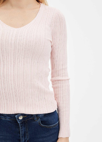 Светло-розовый демисезонный полувер пуловер DeFacto