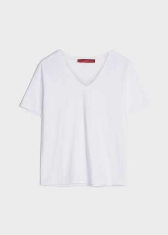 Белая летняя футболка з v-образным вырезом KASTA design