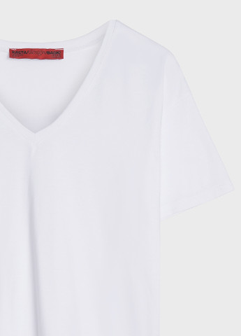 Біла літня футболка з v-подібним вирізом KASTA design
