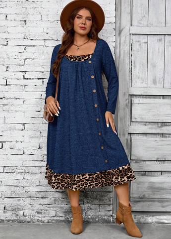 Синя кежуал сукня а-силует SHEIN леопардовий