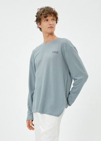 Серо-голубой демисезонный кэжуал лонгслив KOTON однотонный