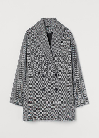 Черно-белое демисезонное Пальто двубортное H&M