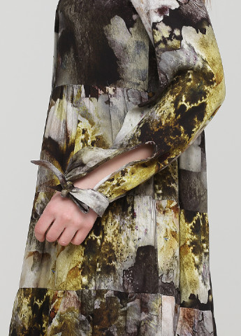 Комбинированное кэжуал платье рубашка, а-силуэт Tenax с абстрактным узором