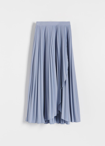 Голубая кэжуал однотонная юбка Reserved плиссе, а-силуэта (трапеция)