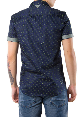Темно-синяя кэжуал рубашка однотонная MR 520 с коротким рукавом