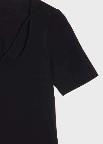 Чорна кежуал сукня жіноча трикотажна коротка прилегла з коротким рукавом сукня-футболка KASTA design однотонна