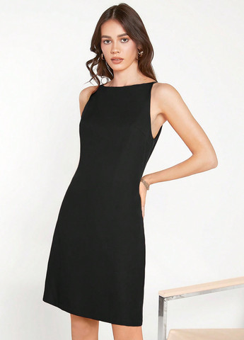 Черное кэжуал платье SHEIN однотонное