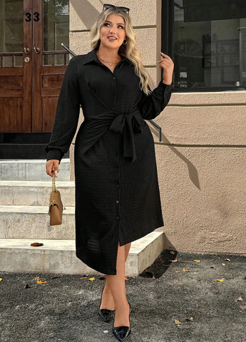 Черное кэжуал платье рубашка SHEIN однотонное