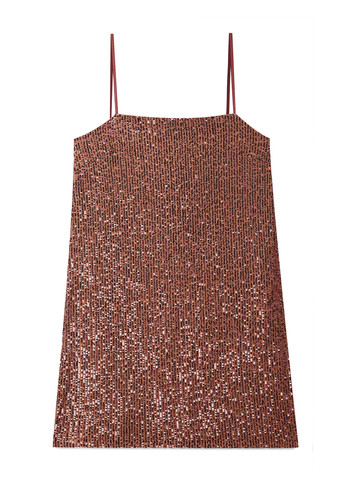 Коричневое коктейльное платье а-силуэт Stradivarius однотонное