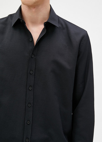 Черная кэжуал рубашка однотонная KOTON