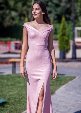 Пудровое вечернее платье с открытой спиной, футляр FashionYouWant однотонное