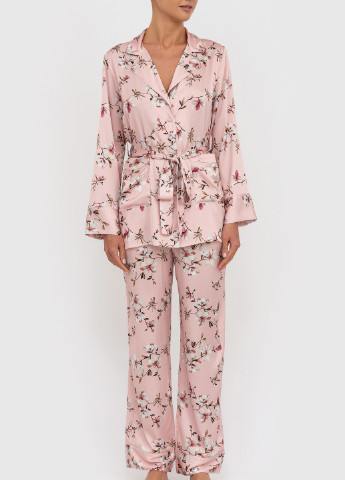 Розовая всесезон пижамный костюм рубашка + брюки German Volf
