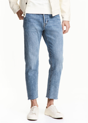 Темно-голубые демисезонные прямые джинсы H&M