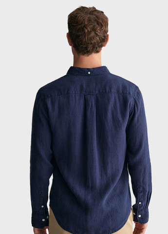 Синяя кэжуал рубашка однотонная Gant